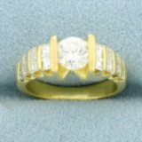 Tension Set Diamond Engagement Ring In 18k Yellow Gold