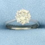 Solitaire Champagne Diamond Engagement Ring In 14k White Gold