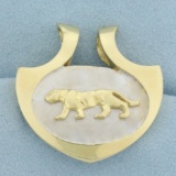 Large Jaguar Pendant Or Slide In 14k Yellow Gold