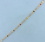 Rainbow Sapphire Bracelet In 14k Yellow Gold