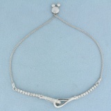 Adjustible Length Designer Diamond Bracelet In 14k White Gold