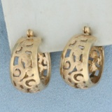 Vintage Cutout Hoop Earnings In 14k Yellow Gold