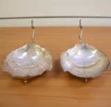 Vintage Sanborns Footed Leaf Design Serving Dishes In Sterling Silver