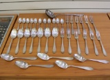Antique French Societe Anonyme Argental Art Deco Silverplate Thirty Six Piece Flatware Set