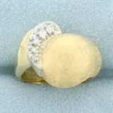 Modern Abstract Design Diamond Ring In 14k Yellow Gold