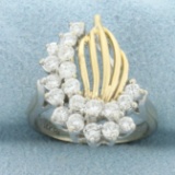 Flame Design Diamond Ring In 14k Yellow Gold