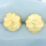 Italian Dimpled Button Earrings In 14k Yellow Gold