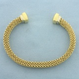 Designer Panther Link Bangle Bracelet In 14k Yellow Gold
