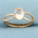 Designer Morganite And Diamond Ring In 14k Rose Gold