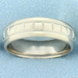 Mens Unique Square Pattern Wedding Band Ring In 14k White Gold