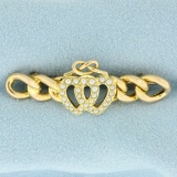Antique 1894 Victorian Heart Seed Pearl Pin Brooch In 15k Yellow Gold