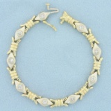 Diamond Evil Eye Design Two Tone Bracelet In 14k Yellow And White Gold