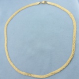 16 Inch Braided Herringbone Link Choker Necklace In 14k Yellow Gold