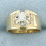 Diamond Illusion Set Ring In 14k Yellow And White Gold