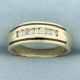 Unique Enamel Diamond Band Ring In 14k Yellow Gold