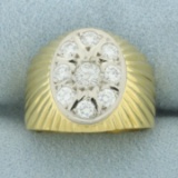 Italian Diamond Bulls Eye Target Design Ring In 18k Yellow Gold
