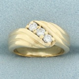 Diamond Wave Design Ring In 14k Yellow Gold