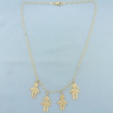 Diamond Children Or Grandchildren Charm Necklace In 14k Yellow Gold