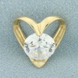 Cz Heart Slide Pendant In 14k Yellow Gold