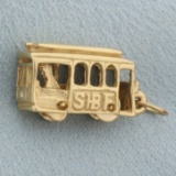 Mechanical Cable Car Pendant In 14k Yellow Gold