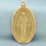 Miraculous Virgin Mary Religious Pendant In 14k Yellow Gold
