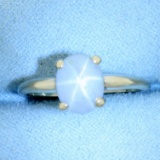 Natural Gray Star Sapphire Ring In 14k White Gold