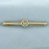 Antique Old European Cut Diamond Pin Brooch In 14k Yellow Gold