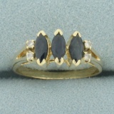 Sapphire And Diamond Ring In 14k Yellow Gold