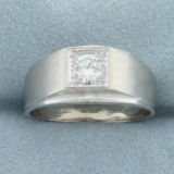 Men's Illusion Set Diamond Ring In 14k White Gold
