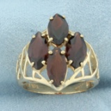Marquise Garnet Ring In 14k Yellow Gold