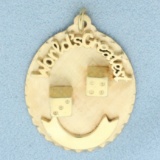 World's Greatest 3-d Dice Pendant Or Charm In 14k Yellow Gold