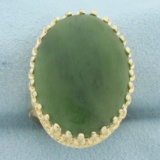 Crown Set Jade Statement Ring In 14k Yellow Gold