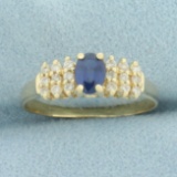 Sapphire And Diamond Ring In 14k Yellow Gold