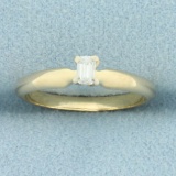 Emerald Shaped Diamond Solitaire Engagement Ring In 14k Yellow Gold