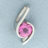 2ct Checkerboard Cut Pink Sapphire Pendant In 14k White Gold