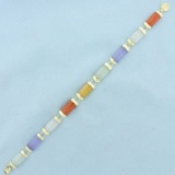 Multi Color Jade Good Fortune Bracelet In 14k Yellow Gold