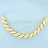 Large Italian San Marco Macaroni Link Bracelet In 14k Yellow Gold