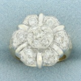 Flower Design Diamond Ring In 18k Yellow And White Gold