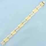 Diamond Cut Wave Design Bar Bracelet In 14k Yellow And White Gold