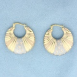 Tri-color Star Design Hoop Earrings In 14k Yellow, White, And Rose Gold
