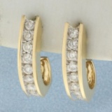2ct Tw J Hook Hoop Earrings In 14k Yellow Gold
