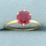 Pink Sapphire Solitaire Ring In 14k Yellow Gold