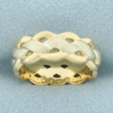 Braided Woven Design Band Ring In 14k Yellow And White Gold