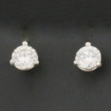 3/4ct Diamond Stud Earrings In Platinum Martini Settings