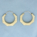 Embossed Hoop Earrings In 14k Yellow Gold