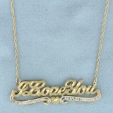 I Love You Diamond Necklace In 14k Yellow Gold