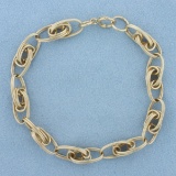 Designer Double Oval Link Bracelet In 14k Yellow Gold