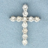 Diamond Cross Pendant In 14k White Gold