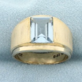 Mens Blue Topaz Statement Ring In 10k Yellow Gold