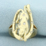 Custom Designed Diamond Cougar Ring In 14k Yellow Gold